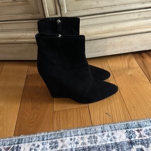 ====SOLD====PRADA Black Suede Wedge Booties EU 38 1/2